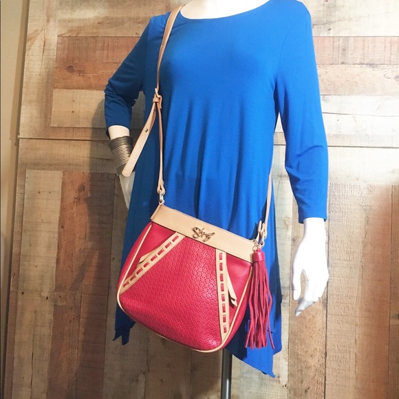 Sharif 1827 Red Leather Crossbody - Picture 2 of 7